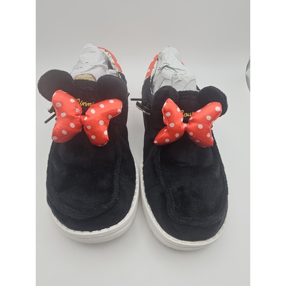 Hey Dude Black & Red Minnie Bow Wedge Sneakers